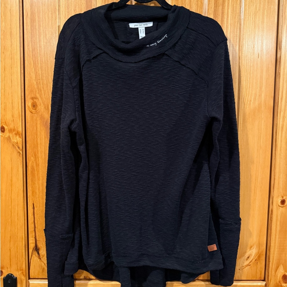 Peace Love World Black Long Sleeve Top